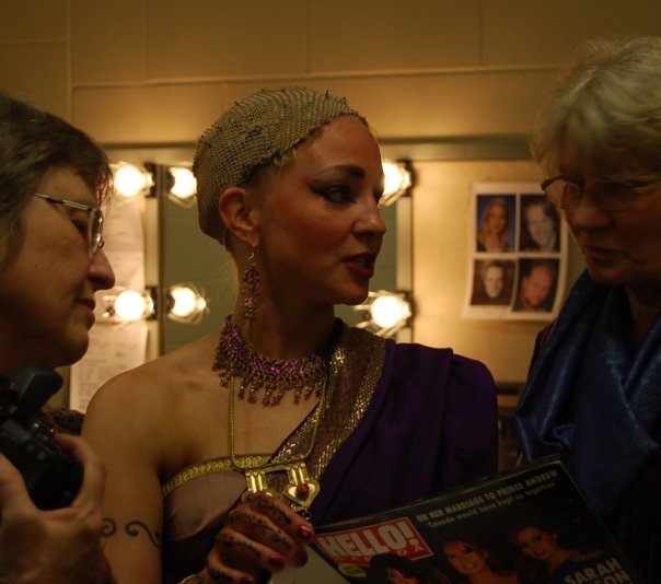 Sarah Chandler, Linda Hansen, and Amy Hansen Nelke backstage at the Edmonton Opera, 2008, as Amy prepares for the role of Leila in Bizets the Pearl Fishers