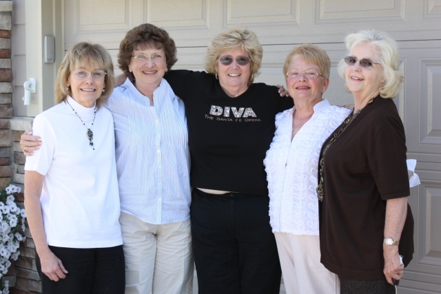 In Sept. 2009 members of Girl Scout Troop 129 met for the first time in many years. From left: Judy Kulp Zelenski, Karen Littlepage Thomas, Irma Johnson Princic, Barb Tanner Hightower and Windy Elliott. 