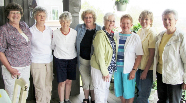 Girl Scout Troop 129 continues annual potluck tradition.  2012 brunch before 50th class reunion.  l-r:  Jo Dowling, Charlyn Dowling Smith, Irma Johnson Princic, Windy Elliott, Barb Tanner Hightower, Judy Kulp Zelenski, Diane Mayer Sprague